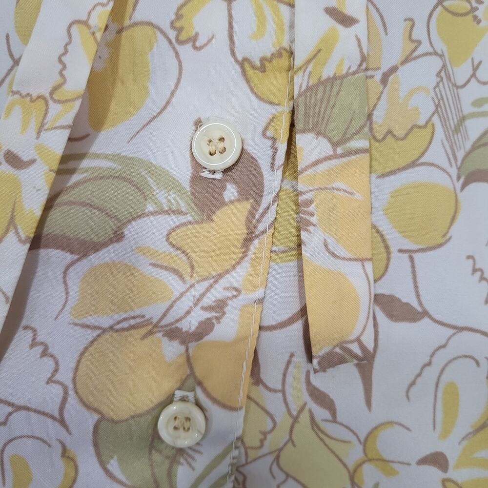 ACT III Vintage Blouse Women's Size Medium Butter Yellow Floral Bow Neckline - Picture 6 of 16